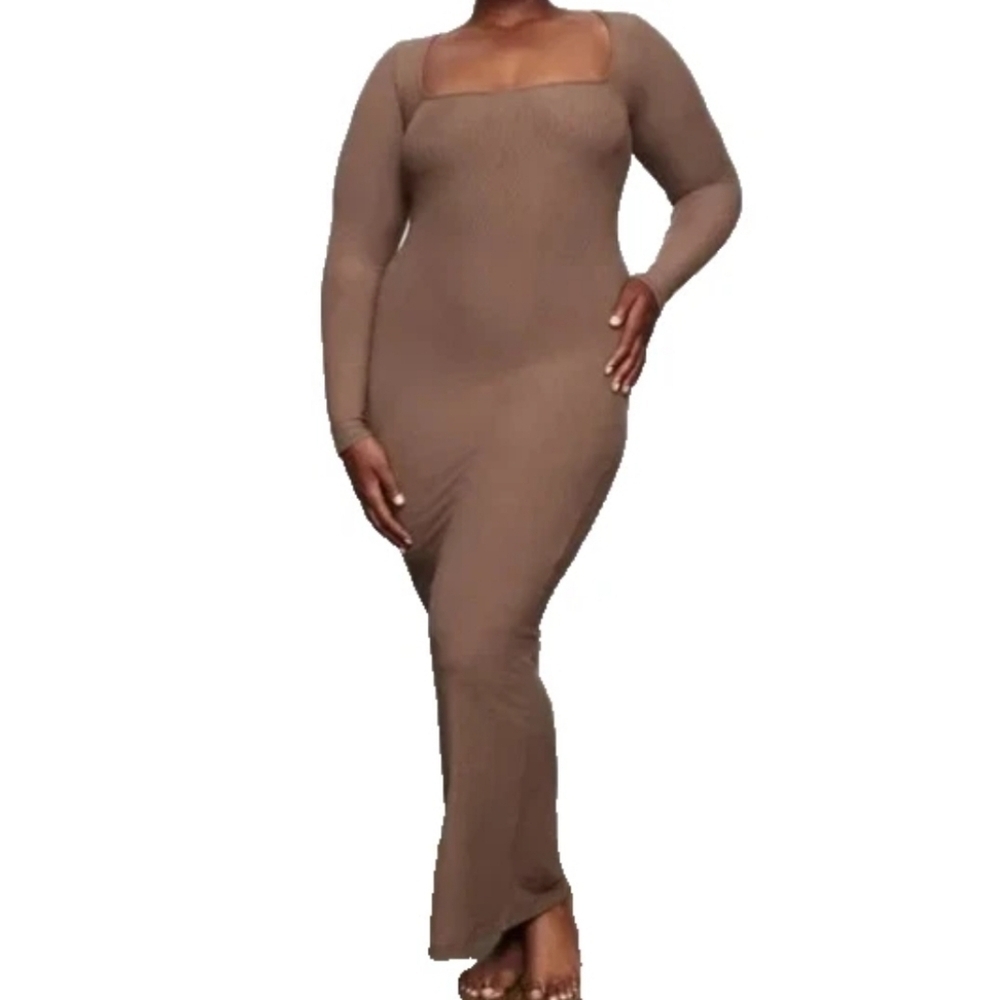 Skims Soft Lounge Maxi Dress Long Sleeve